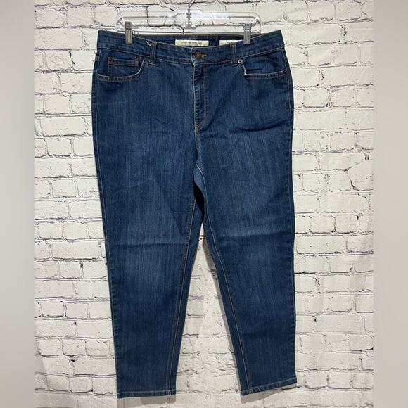 Jones New York SOHO Ankle Denim Capri Pants, Blue Denim - Picture 1 of 7